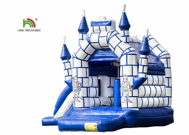 Biru 0,55mm PVC Terpal Anak Inflatable Jumping Castle Dengan Slide