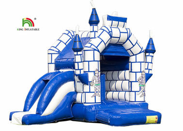 Biru 0,55mm PVC Terpal Anak Inflatable Jumping Castle Dengan Slide