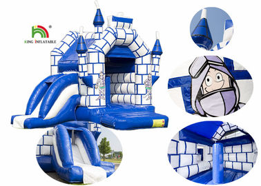 Biru 0,55mm PVC Terpal Anak Inflatable Jumping Castle Dengan Slide