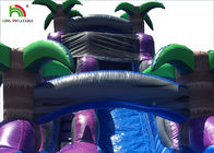 Dual Lane 0,6mm PVC Inflatable Water Slide Dengan Pool 30ft Purple Untuk Musim Panas