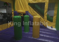 EN71 Justice League Theme Green Inflatable Jumping Castle Dengan Slide Untuk Anak-Anak