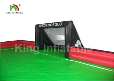 Game Olahraga Tiup Merah Hijau Portabel / Lapangan Sepak Bola Inflatable 25 * 10m