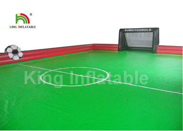 Game Olahraga Tiup Merah Hijau Portabel / Lapangan Sepak Bola Inflatable 25 * 10m
