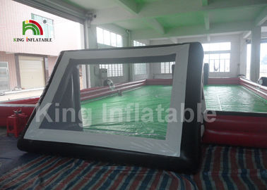 Game Olahraga Tiup Merah Hijau Portabel / Lapangan Sepak Bola Inflatable 25 * 10m
