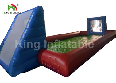 Raksasa Dewasa Lapangan Sepak Bola Tiup / 0.55mm Biru Luar PVC Meledakkan Lapangan Sepak Bola