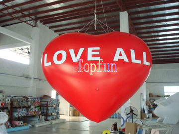 0.2mm PVC Helium Inflatable Balon Iklan Untuk Upacara Pernikahan / Bentuk Hati Merah