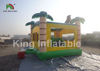 Palm Tree Yellow Inflatable Kids Jumping Castle Dengan Step Dan Mesh