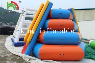 PVC Tarpaulin Inflatable Floating Island Climbing Tower Slide Untuk Taman Air