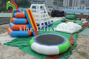PVC Tarpaulin Inflatable Floating Island Climbing Tower Slide Untuk Taman Air