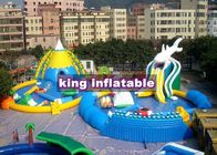 9 * 8m Colorful Shark Slide Air Inflatable Dengan Kolam Renang Taman Air Komersial Untuk Anak-Anak