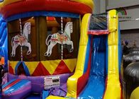 8x6 m Purple Carousel Inflatable Fun Rumah Bouncing Komersial Dengan Slide Untuk Anak-Anak