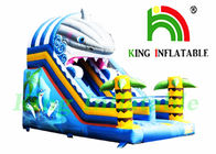Jalur tunggal 0,55mm PVC Tarpaulin Inflatable Dry Slide / CE Shark Inflatable Slide