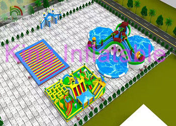 Komersial Taman Air Tiup terpal Plato PVC Untuk Multiplay CE OEM
