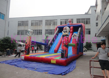 Outdoor Spider - Man Single Lane Inflatable Dry Slide Dengan Jumping Bouncer Dengan Plato PVC