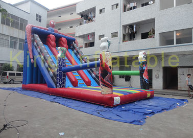 Outdoor Spider - Man Single Lane Inflatable Dry Slide Dengan Jumping Bouncer Dengan Plato PVC