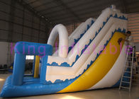 Putih Biru Single Lane Blow Up Dry Slide PVC Jumping Bouncer Dengan Garansi 2 Tahun
