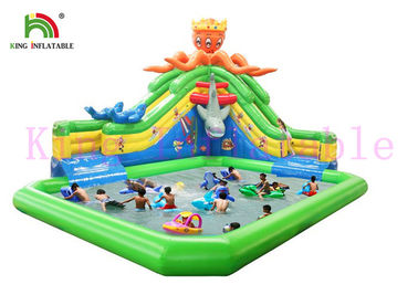 Colorful Sea Animal Tema Tahan Lama PVC Blow Up Water Park Dengan Slide / Pool / Air Mainan