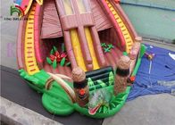 Antiquity Color Dinosaur Inflatable Jumping Castle Dengan Playground Slide Roof Tertutup
