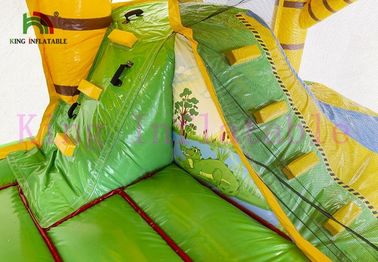 Hijau / Kuning 0,55mm PVC Rumah Bouncing Komersial Dan Geser Dengan CE Disetujui