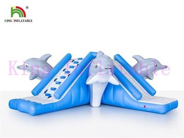 Komersial 0.9mm PVC Terpal Inflatable Air Slide Besar Dolphin Toy Untuk Taman Air
