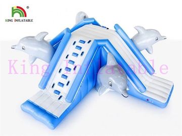 Komersial 0.9mm PVC Terpal Inflatable Air Slide Besar Dolphin Toy Untuk Taman Air