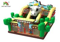 Cowboy Blow Up Slide Dengan Jumping Course 0,55mm PVC Tarpaulin Playground
