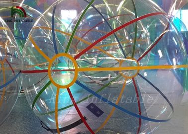 Disesuaikan Retail Stripe colorful Inflatable Berjalan Di Atas Air Balls Plato 1.0mm PVC