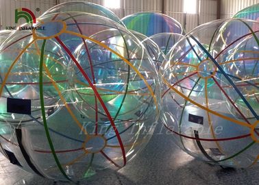 Disesuaikan Retail Stripe colorful Inflatable Berjalan Di Atas Air Balls Plato 1.0mm PVC