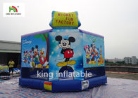 Biru Inflatable Bouncy Castle Untuk Anak-Anak Melompat Pencetakan Kartun
