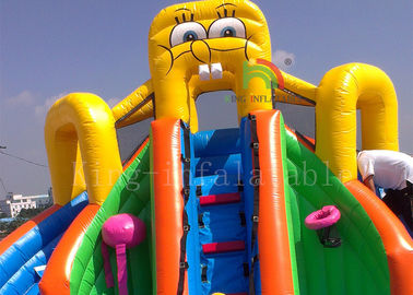 Slide Kolam Tiup Kuning Untuk Inground Pools 8 * 6 * 6m CE EN14960 SGS EN71