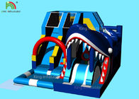Bouncer Slide Tiup Model Biru Tajam Dengan Pencetakan Logo 6 * 5 * 3,7 M