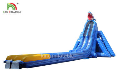 Anti - Robek Pantai Raksasa Tiup Air Slide Biru Double Lanes Untuk Dewasa