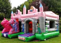 PVC Pink Dragon Kartun Princess Combo Rumah Bouncing Inflatable Dengan Atap Kids Play