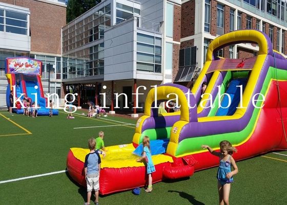 Quadruple Stitching Rainbow Theme PVC Water Slide Untuk Anak-Anak