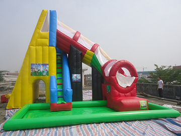Anak-anak / Dewasa Kolam Renang Air Tiup Merah Slide 0.55 mm PVC