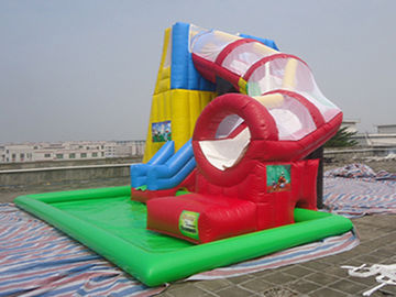 Anak-anak / Dewasa Kolam Renang Air Tiup Merah Slide 0.55 mm PVC