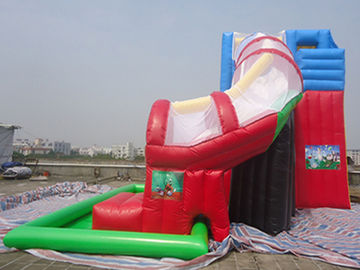 Anak-anak / Dewasa Kolam Renang Air Tiup Merah Slide 0.55 mm PVC