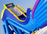 Blue / Yellow Inflatable Water Slide Games Komersial 12 * 4m hippo slide Untuk Pantai