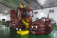 Anti - UV Kids Backyard Inflatable Pirate Ship Dengan Bouncy Slide Castle