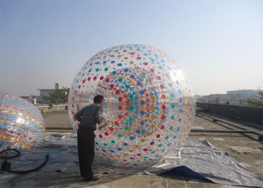 Warna Dot Bola Zorb Tiup Hamster Manusia Bola bergulir Dengan cincin D berwarna-warni