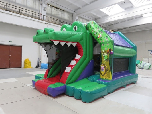 210D Crocodile Inflatable Bouncer Castle Jumping House Dengan Slide