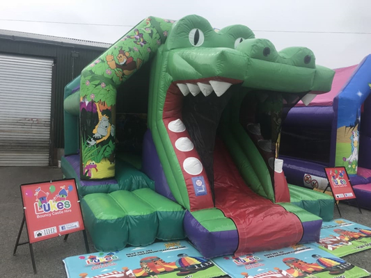 210D Crocodile Inflatable Bouncer Castle Jumping House Dengan Slide