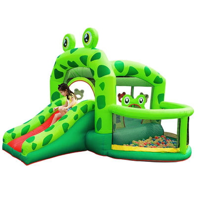 Anak-anak yang Disesuaikan 3 In 1 Frog Inflatable Bouncer Castle Dengan Ball Pit