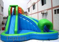 6x6m Green Inflatable Anak Water Slides 0,55mm PVC Tarpaulin Dengan Pool