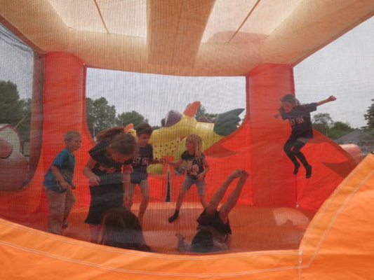 Dilapisi PVC Kartun Tiger Inflatable Bouncer Castle Meledakkan Jumping Castle
