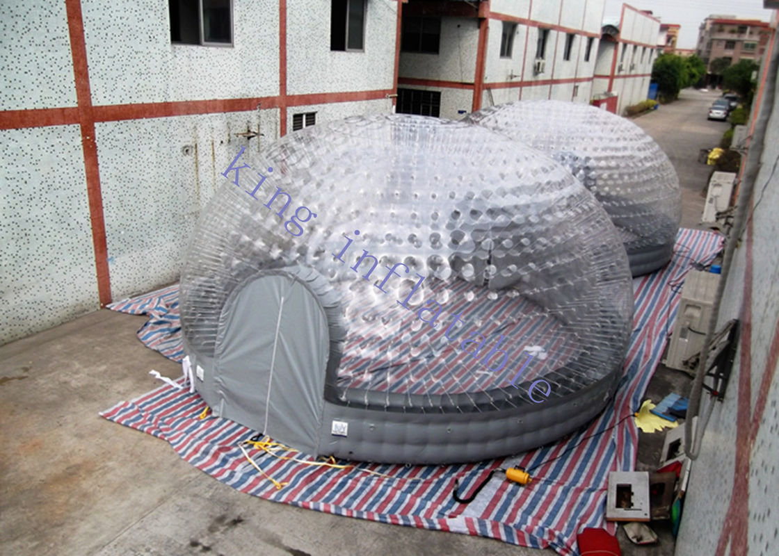 8m Diameter Combo Transparan Inflatable Dome Tent Untuk Partai / Pameran