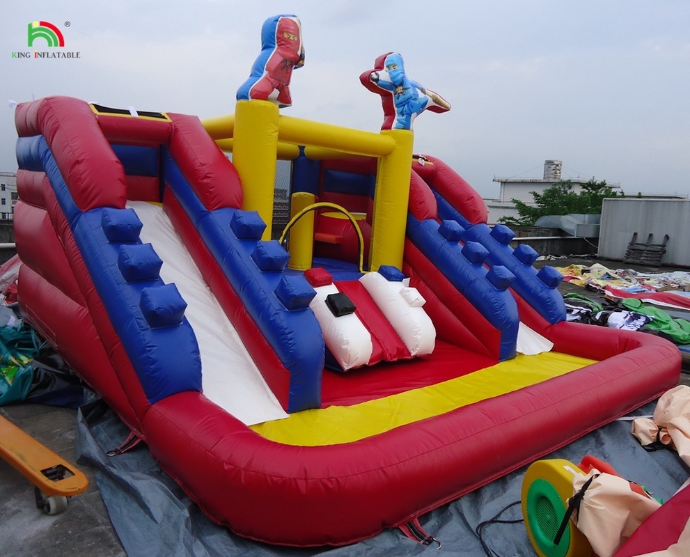 Slide Air Inflatable Komersial Populer dengan Kolam Renang Slide Air Double Lane Inflatable untuk Anak-anak dan Dewasa