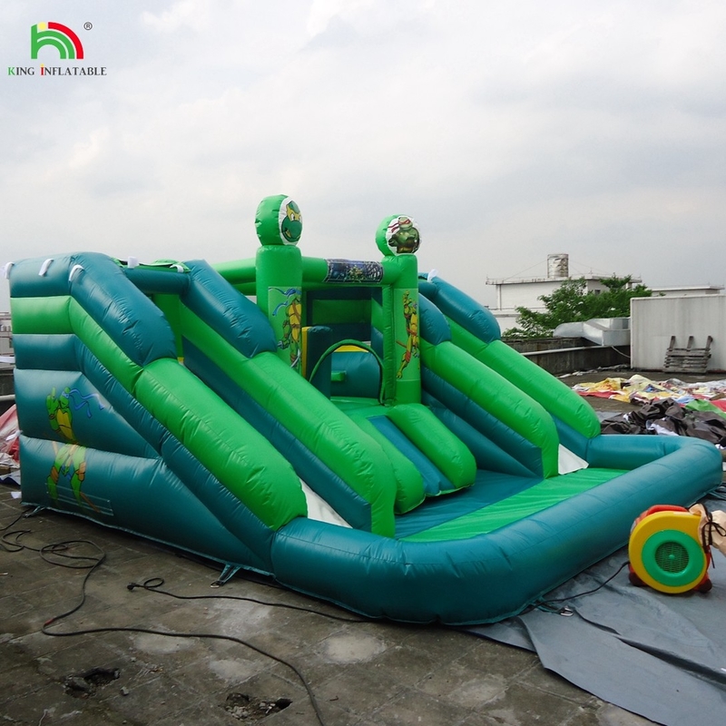 Slide Air Komersial Inflatable Anak-anak Outdoor Double Lane Slide Air Bounce House Slide Air Inflatable dengan kolam renang