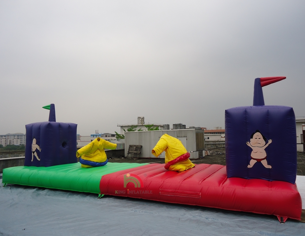 Permainan Tiup Berkualitas Tinggi Karnaval Rumah Balon Sumo Suits Bungee Run untuk Dewasa Anak-anak ﻿
