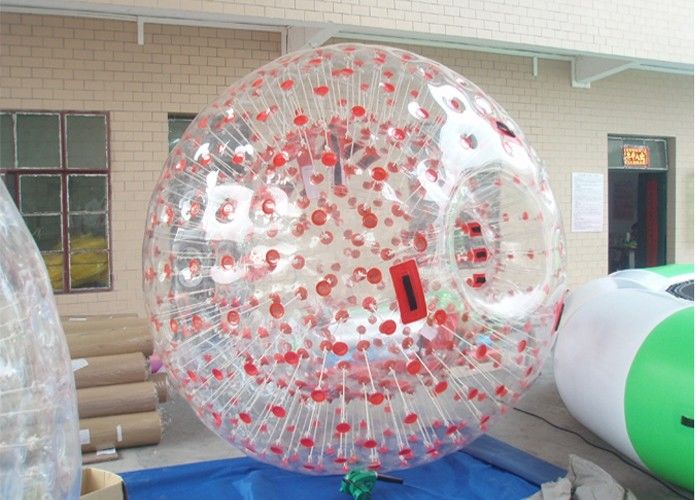 Warna Merah Raksasa Olahraga Tiup Zorb Bola Bola Hamster Manusia Dengan D-ring Warna-warni